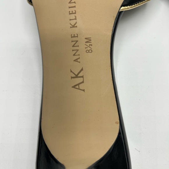 Women’s Anne Klein Black Slip on Kitten Heel Leather Sandals Size 8 1/2 - Picture 9 of 12